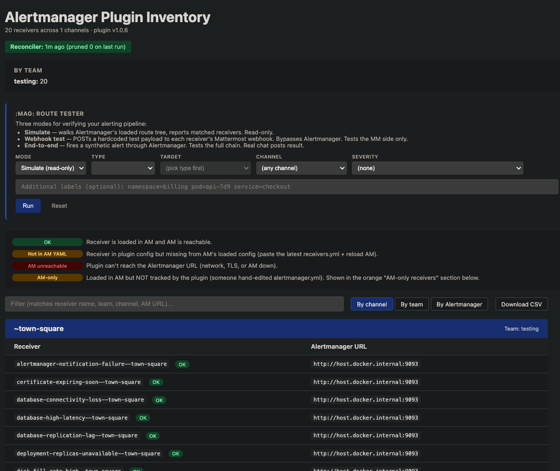 Admin inventory — Simulate mode with receiver inventory & drift status