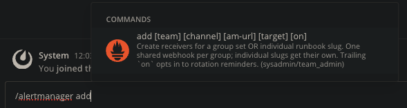 Binding a channel with /alertmanager add