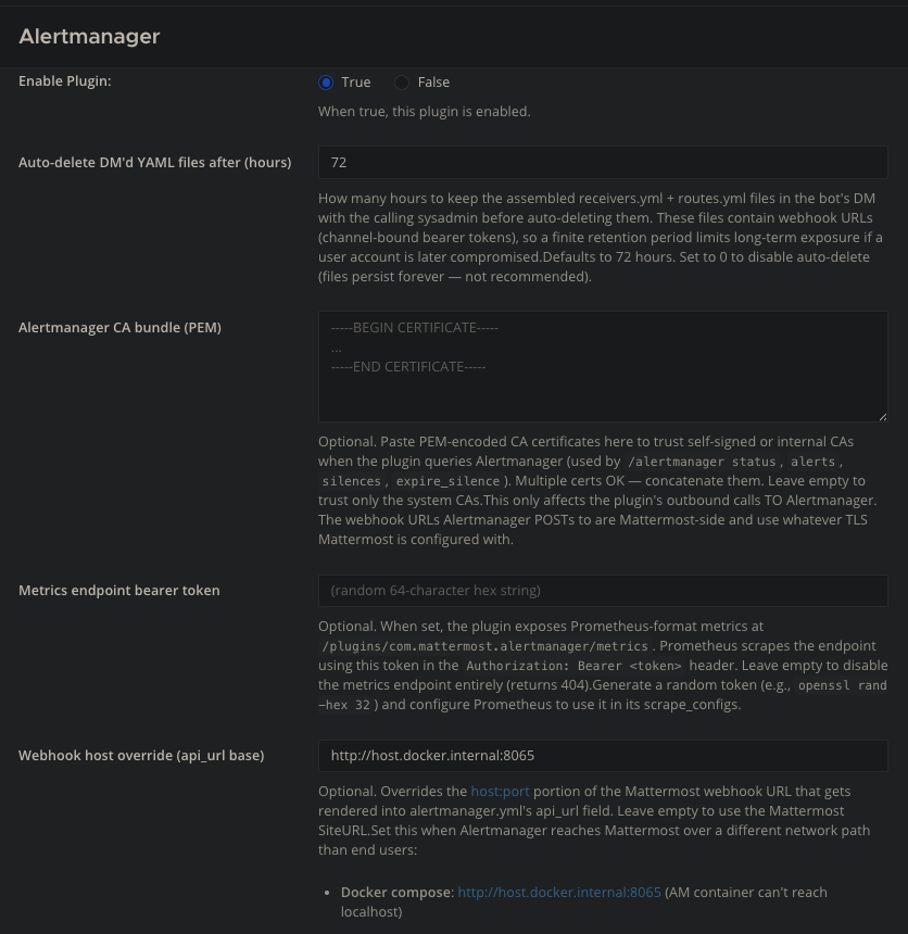 Plugin settings